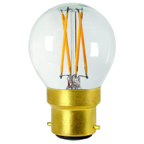 Girard Sudron - FL-CP-LRND45BCC/5VWW/DIM SUD - Girard Sudron Girard Sudron LED Filament Golfball 5W B22d Clear Very Warm White Dimmable MPN = 28665