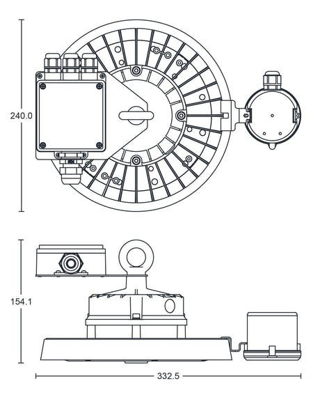 JCC Lighting - JC040102 - JCC Lighting Part Number JC040102 Toughbay™100W IP65 5700K 14500lm Microwave Dimmable 60°