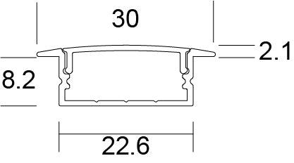 JCC Lighting - JC121266 - JCC Lighting JC121266 Recessed aluminium profile 2 meters opal diffuser