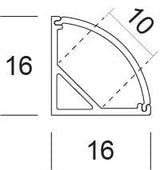 JCC Lighting - JC121369 - JCC Lighting Part Number JC121369 Corner mounted aluminium profile 1 meters opal diffuser