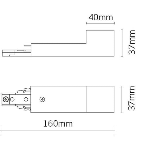 JCC Lighting - JC14009BLK - JCC Lighting Part Number JC14009BLK Mainline Mains IP20 120mm Live End With Conduit Entry Black