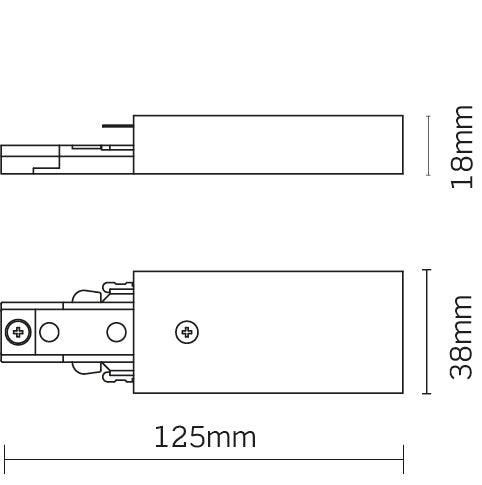 JCC Lighting - JC14013BLK - JCC Lighting JC14013BLK Mainline Mains IP20 84mm Track End Power Feed Black