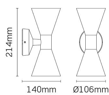 JCC Lighting - JC17035 - JCC Lighting JC17035 Surface mount up/down light GU10 2 x 5W max IP65