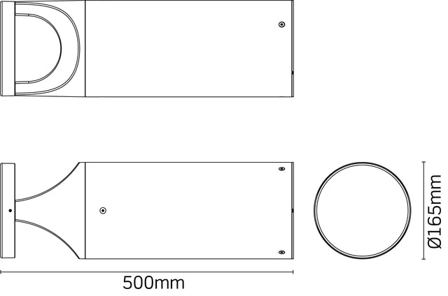 JCC Lighting - JC17078 - JCC Lighting Part Number JC17078 Commercial bollard 14W IP66 4000K 1190lm 500mm Black