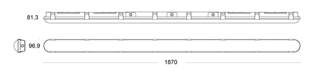 JCC Lighting - JC180070 - JCC Lighting JC180070 ToughLED™ Pro 1800mm 6ft Single 43W IP66 4000K MW Dim EM FR