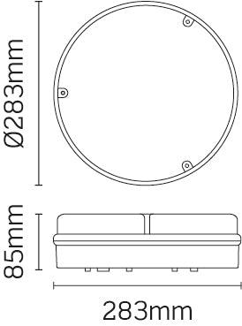 JCC Lighting - JC23402EMWPR - JCC Lighting JC23402EMWPR RadiaLED Utility Mains IP65 Ø283mm Bulkhead 21W 4000K 2000lm LED Prismatic EM