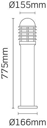 JCC Lighting - JC39202BLK - JCC Lighting JC39202BLK NiteLED™ Mains IP44 Medium Louvred Bollard Unlamped E27 Black