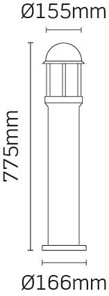 JCC Lighting - JC39212BLK - JCC Lighting Part Number JC39212BLK NiteLED™ Mains IP44 Medium Plain Bollard Unlamped E27 Black