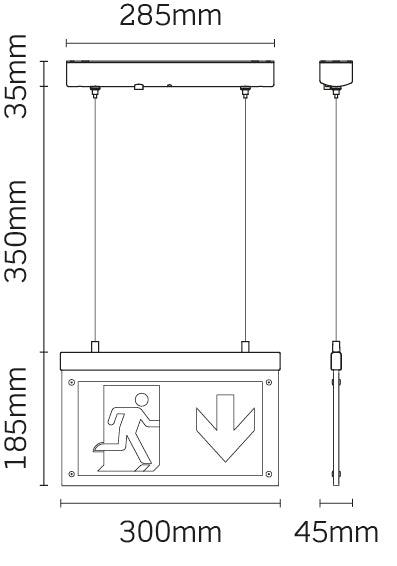 JCC Lighting - JC50325 - JCC Lighting JC50325 Surface mount suspended Exit Blade Maintained 3M IP20 without legend