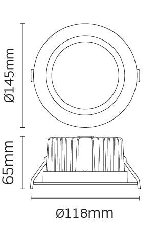 JCC Lighting - JC54300 - JCC Lighting Part Number JC54300 18W LED Downlight IP54 4000K Non dim 60° Ø120-130 cut out