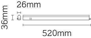 JCC Lighting - JC83303 - JCC Lighting JC83303 Undercabinet LED Batten IP20 8W 520mm 4000K White PC c/w 1m lead.