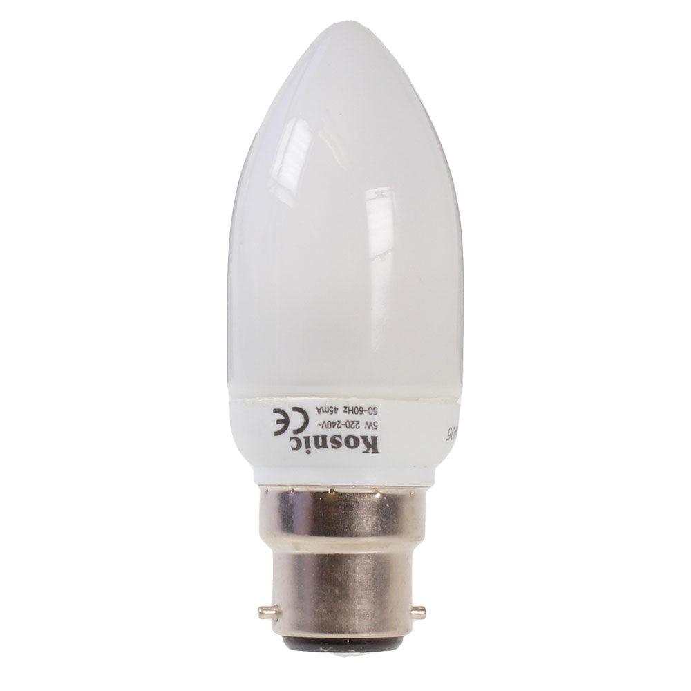 Kosnic - FL-CP-EC5BC82/08 KOS - Kosnic KCF05CND/B22-827 CANDLE 5W BC 8KH Low Energy Lamps