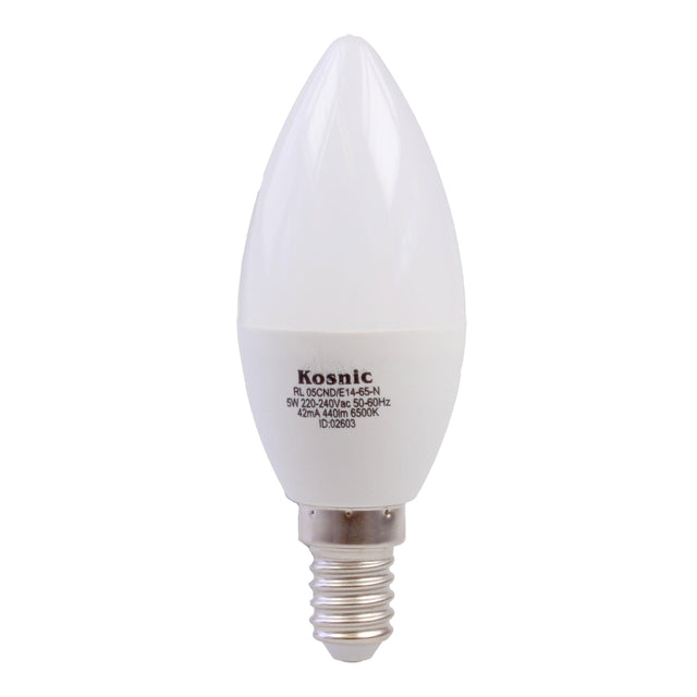 Kosnic - FL-CP-LCND5SESODL KOS - Kosnic Crompton LED Candles Kosnic LED Candle 240V 5W E14 6500K Opal Part Number = RLCND05E14-65-N