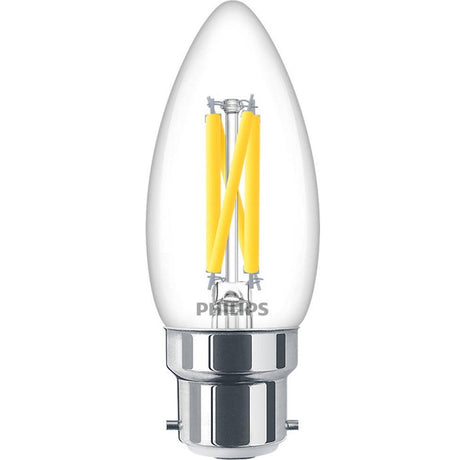 Philips - FL-CP-LCND3.4BCCVWW/RA90/DT PHI - Philips Philips LED Candle 3.4W (40W) BC Clear CRi90 2700K-2200K DimTone MPN = 929003012402