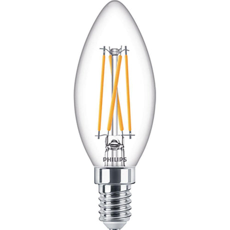 Philips - FL-CP-LCND3.4SESCVWW/RA90/DT PHI - Philips Philips LED Candle 3.4W (40W) SES Clear CRi90 2700K-2200K DimTone MPN = 929003012298