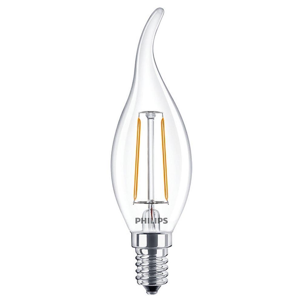 Philips - FL-CP-LCV2SESCVWW PHI - Philips Classic Bent-Tipped LED Candle ND 2-25W BA35 E14 Small Edison Screwed Cap 827 Clear