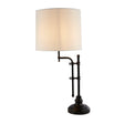 Searchlight - 12082-1BK - Searchlight Munich Table Lamp - Matt Black Metal & Natural Linen Shade Search Light Part Number 12082-1BK