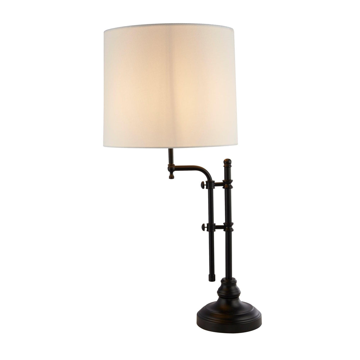 Searchlight - 12082-1BK - Searchlight Munich Table Lamp - Matt Black Metal & Natural Linen Shade Search Light Part Number 12082-1BK