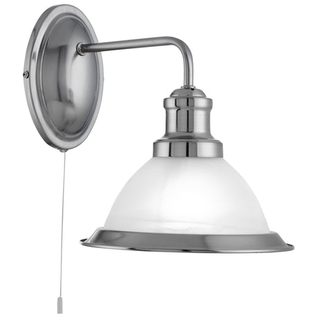 Searchlight - 1481SS - Searchlight Bistro Wall Light - Satin Silver Metal & Acid Glass Search Light Part Number 1481SS