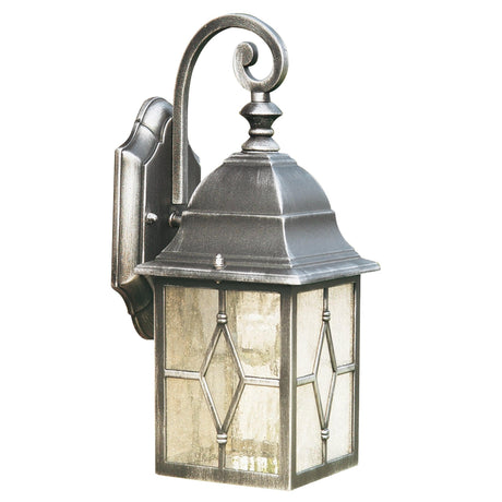 Searchlight - 1642 - Searchlight Genoa Outdoor Wall Light - Black Silver Metal & Leaded Glass Search Light Part Number 1642