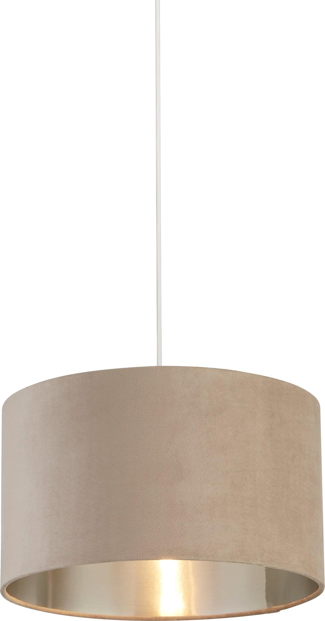 Searchlight - 21035TA - Searchlight Drum Shade - Taupe Velvet with Silver Inner Dia.38cm Search Light Part Number 21035TA