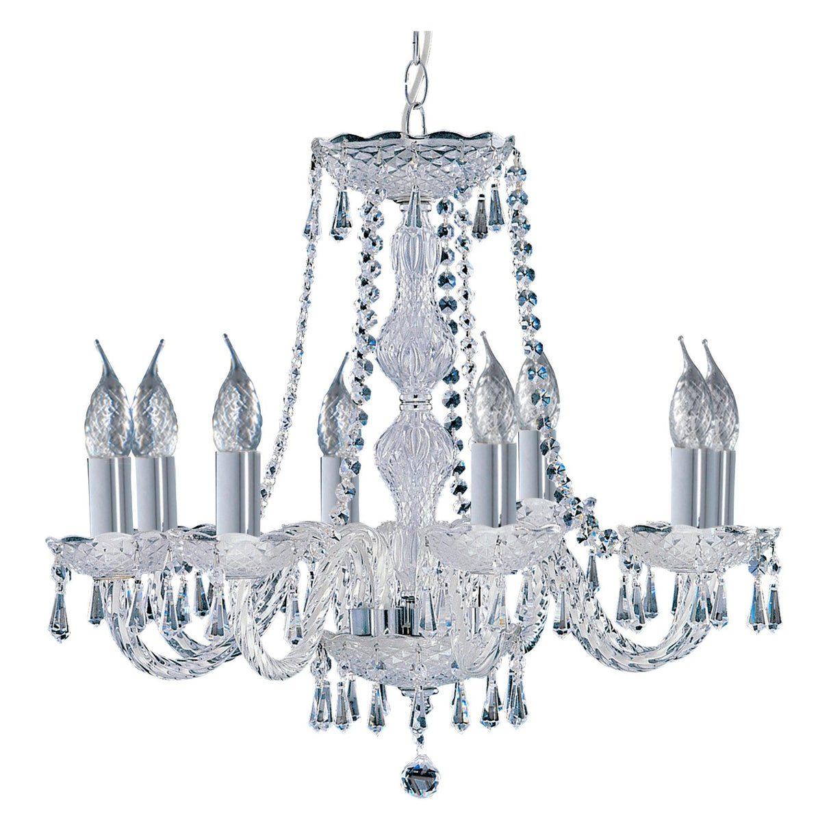 Searchlight - 218-8 - Searchlight Hale 8Lt Chandelier - Chrome Metal & Clear Crystal Search Light Part Number 218-8