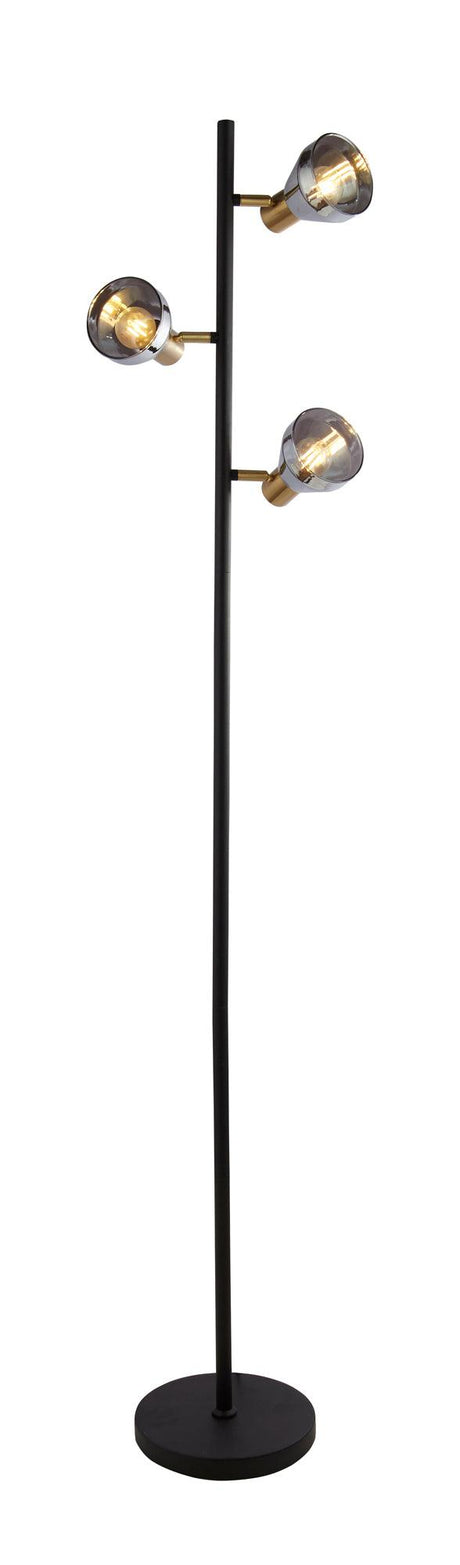 Searchlight - 23803-3SM - Searchlight Westminster 3Lt Floor Lamp-Black,Satin Brass Metal & Smoked Search Light Part Number 23803-3SM