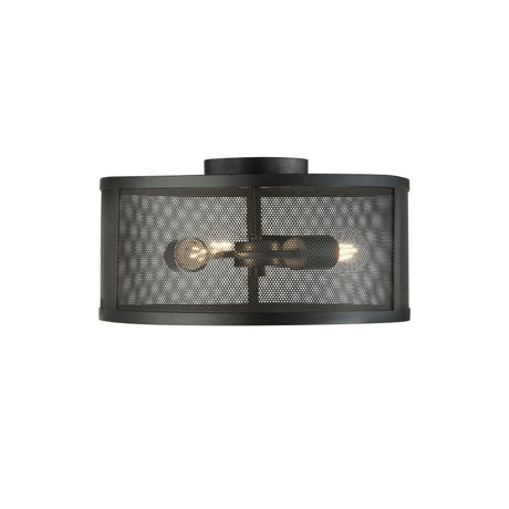 Searchlight - 2843-3BK - Searchlight Fishnet 3Lt Flush - Matt Black Metal & Mesh Shade Search Light Part Number 2843-3BK