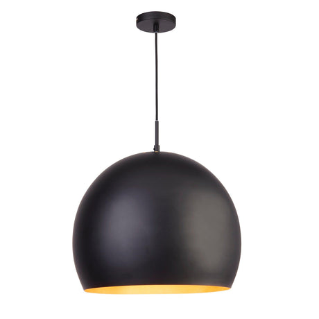 Searchlight - 3039BK - Searchlight Chicago Pendant - Matt Black Metal & Gold Inner Search Light Part Number 3039BK