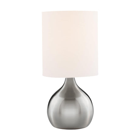 Searchlight - 3923SS - Searchlight Touch Table Lamp - Satin Silver Metal & Ivory Fabric Shade Search Light Part Number 3923SS