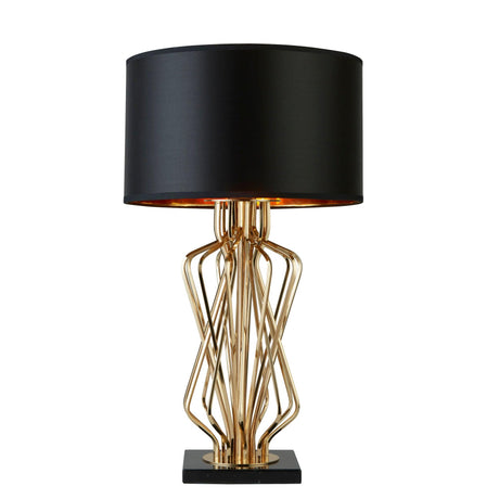 Searchlight - 4110GO - Searchlight Ethan Table Lamp - Gold Metal, Black Marble & Black Fabric Search Light Part Number 4110GO