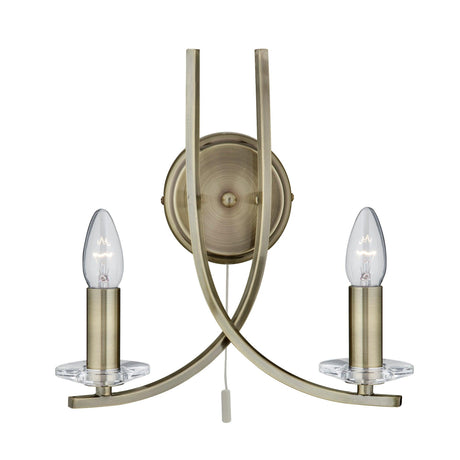 Searchlight - 4162-2AB - Searchlight Ascona 2Lt Wall Light - Antique Brass Metal & Glass Search Light Part Number 4162-2AB