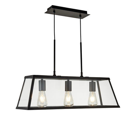 Searchlight - 4613-3BK - Searchlight Voyager 3Lt Bar Pendant - Black Metal & Glass Search Light Part Number 4613-3BK