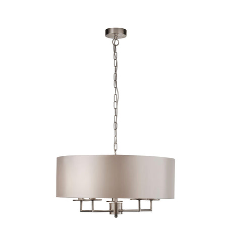 Searchlight - 4785-5SS - Searchlight Knightsbridge 5Lt Pendant - Satin Silver & Faux Silk Shade Search Light Part Number 4785-5SS