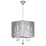 Searchlight - 4805-5CC - Searchlight Venetian 5Lt Pendant - Chrome, Voile Shade & Crystal Glass Search Light Part Number 4805-5CC