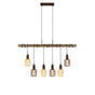 Searchlight - 4876-6BR - Searchlight Barn 6Lt Pendant - Black Metal & Wood Search Light Part Number 4876-6BR