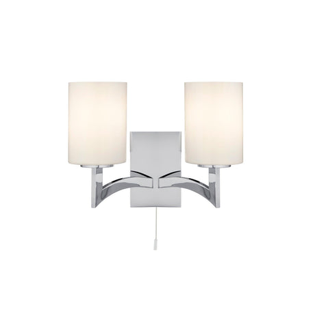 Searchlight - 4992-2CC - Searchlight Gina 2Lt Wall Light - Chrome & White Glass Shades Search Light Part Number 4992-2CC