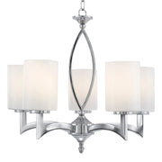 Searchlight - 4995-5CC - Searchlight Gina 5Lt Pendant - Chrome & White Glass Shades Search Light Part Number 4995-5CC