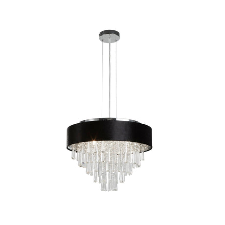 Searchlight - 50818-5BK - Searchlight Glamour 5Lt Pendant/Semi-Flush- Black Velvet & Clear Crystal Search Light Part Number 50818-5BK