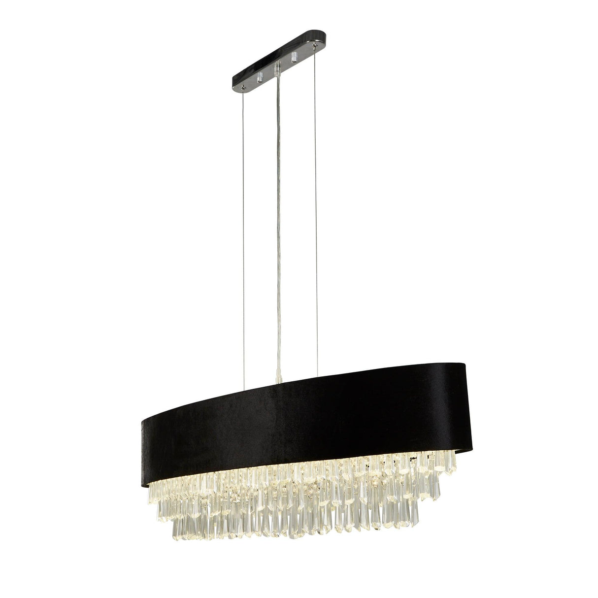 Searchlight - 50818-8BK - Searchlight Glamour 8Lt Oval Pendant - Black Velvet & Clear Crystal Search Light Part Number 50818-8BK