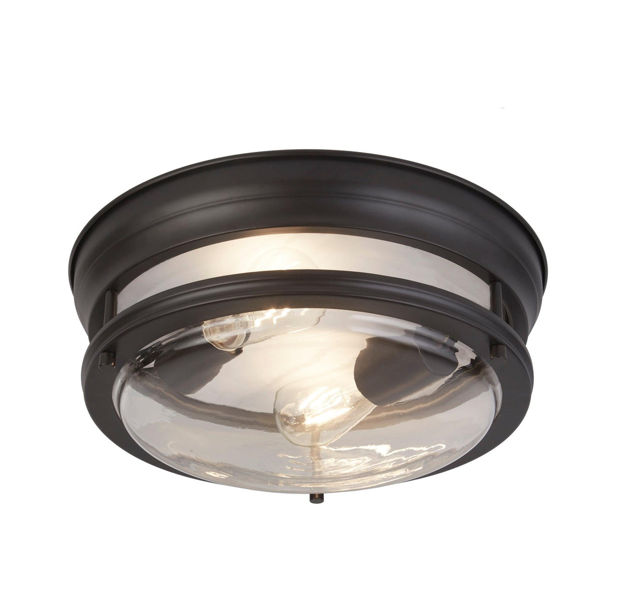 Searchlight - 5182BK - Searchlight Glasgow 2Lt Flush - Black Metal & Clear Glass Search Light Part Number 5182BK