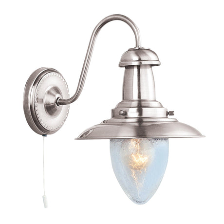 Searchlight - 5331-1SS - Searchlight Fisherman II Wall Light - Satin Silver & Clear Seeded Glass Search Light Part Number 5331-1SS