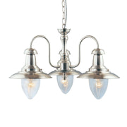 Searchlight - 5333-3SS - Searchlight Fisherman II 3Lt Pendant - Satin Silver & Clear Seeded Glass Search Light Part Number 5333-3SS