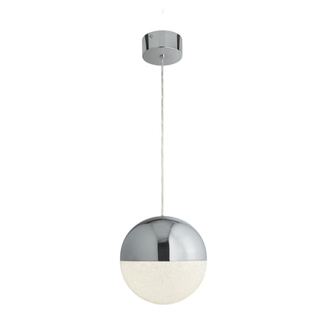 Searchlight - 5881CC - Searchlight Marbles LED Pendant - Chrome Metal & Crushed Ice Shade Search Light Part Number 5881CC