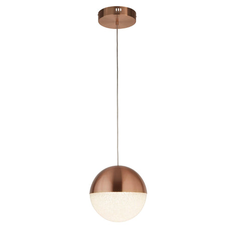 Searchlight - 5881CU - Searchlight Marbles LED Pendant - Copper Metal & Crushed Ice Shade Search Light Part Number 5881CU