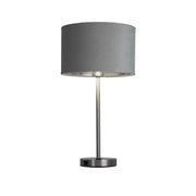 Searchlight - 58911GY - Searchlight Finn USB Table Lamp - Satin Nickel Metal & Grey Velvet Shade Search Light Part Number 58911GY