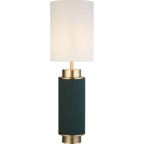 Searchlight - 59041AB - Searchlight Flask Table Lamp -Antique Brass, Green Hessian & White Linen Search Light Part Number 59041AB