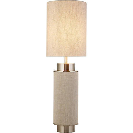 Searchlight - 59041SN - Searchlight Flask Table Lamp - Satin Nickel, Grey Hessian & White Linen Search Light Part Number 59041SN