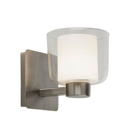 Searchlight - 6051SN - Searchlight Bolivia Wall Light - Satin Nickel Metal, Clear & Opal Glass Search Light Part Number 6051SN