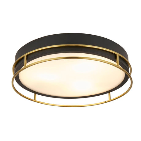 Searchlight - 62013-3PB - Searchlight Phoenix 3Lt Flush - Black, Brass Metal & Frosted Glass Search Light Part Number 62013-3PB